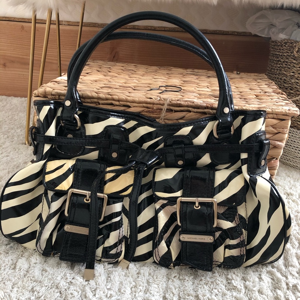 Michael Kors zebra print buckle handbag